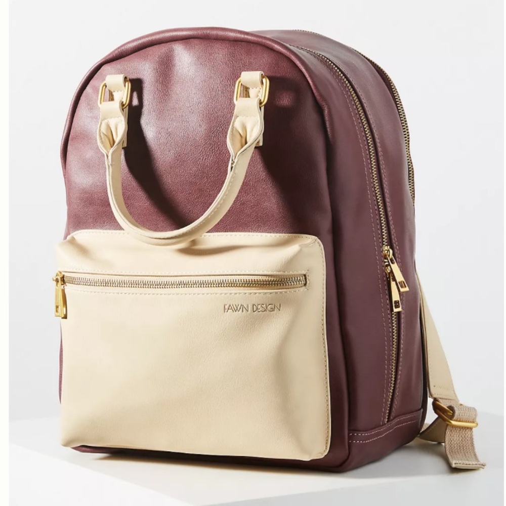 Fawn Design Diaper Pack For Anthropologie Oxblood Sand + Stroller Straps